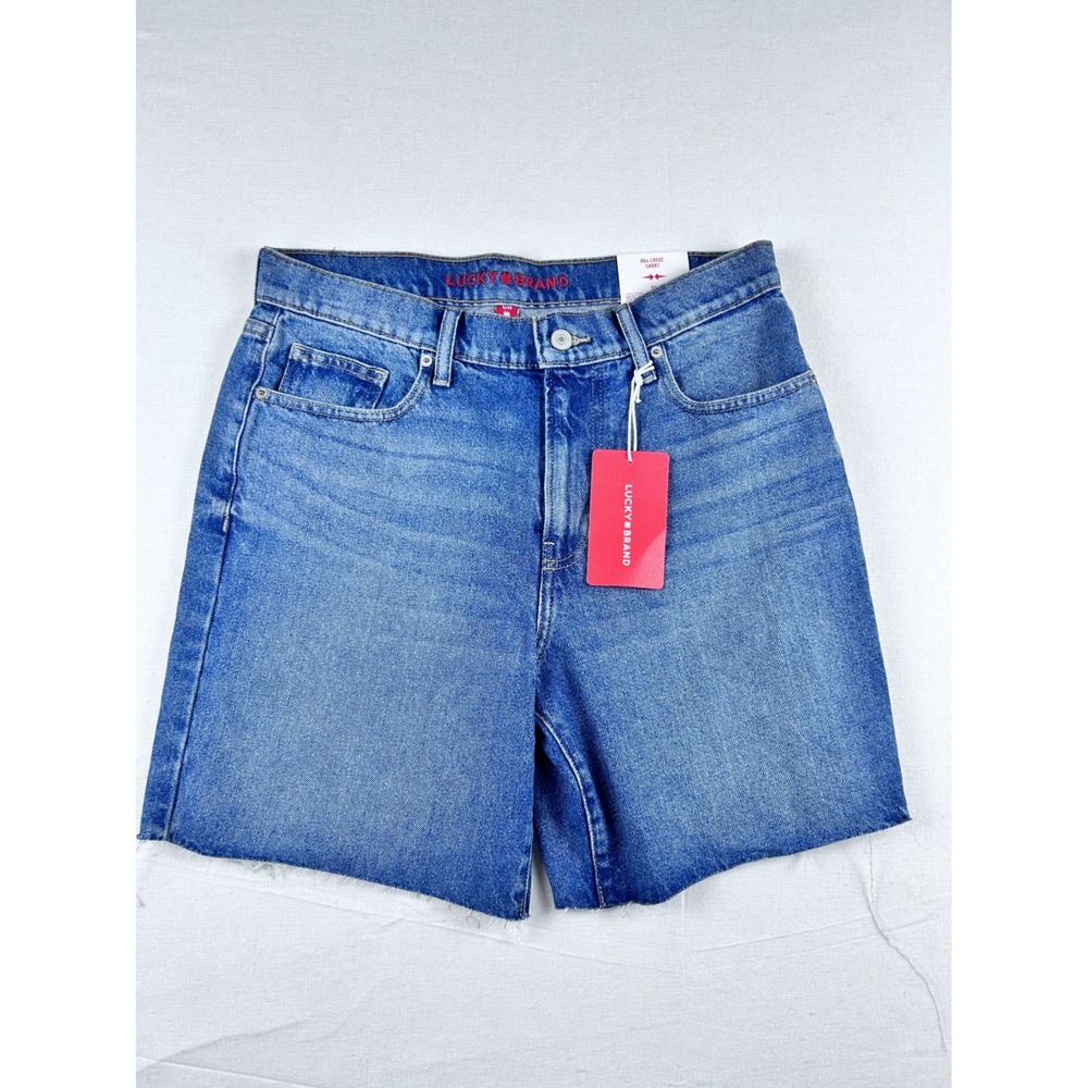 Lucky Brand 90s Loose Short Rigid Denim Cutoff Medium Wash Womens 8/29 NEW